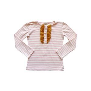 Persnickety Pink Stripe Ruffle Top Size 7